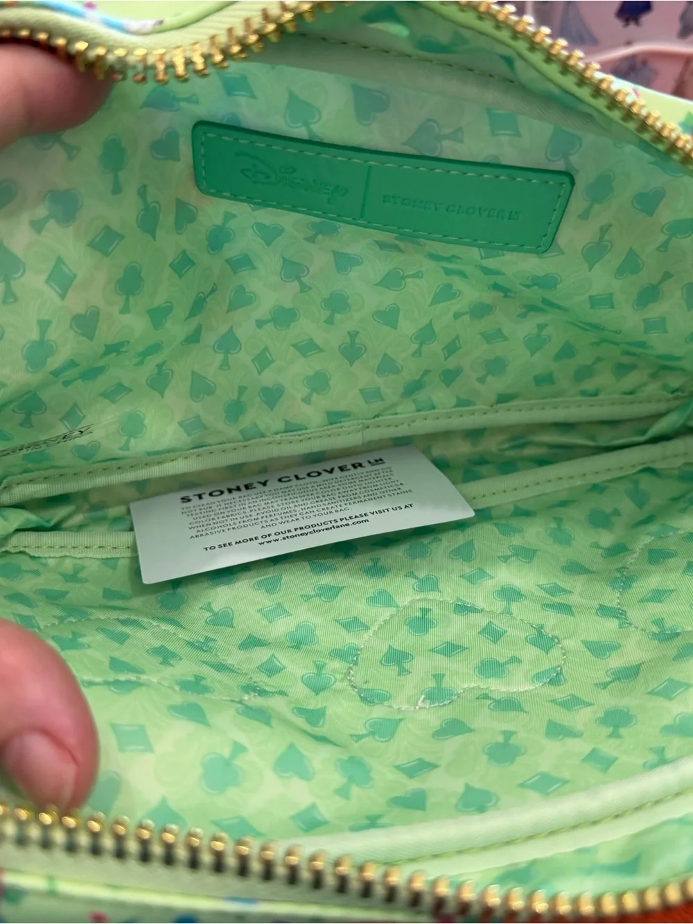 Disney Green Heart Patch Kids Accessory Pouch